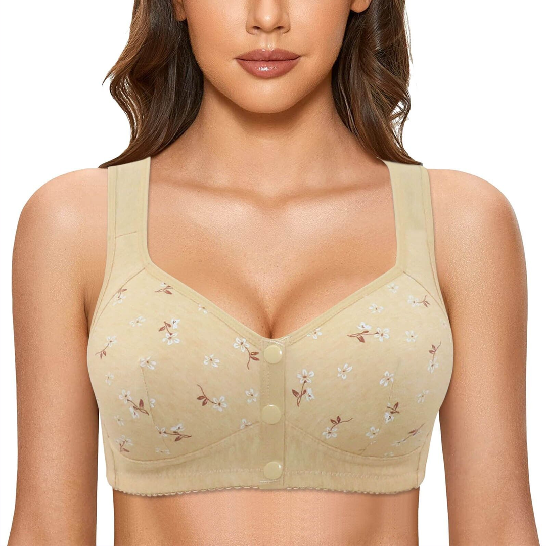 Daisy Bra Snap Front Cotton Wireless Bras Huge Cup Size