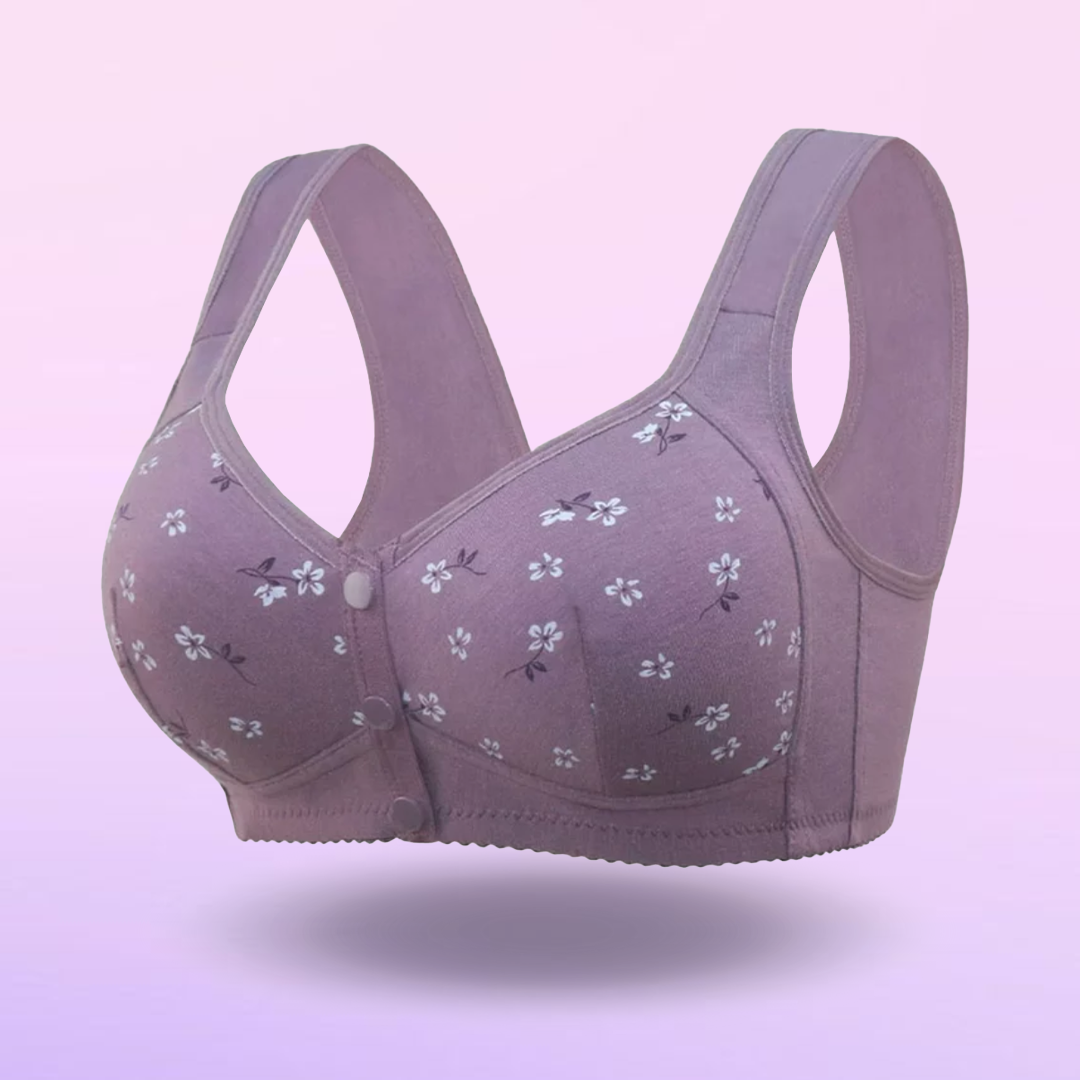 Daisy Bra Snap Front Cotton Wireless Bras Huge Cup Size