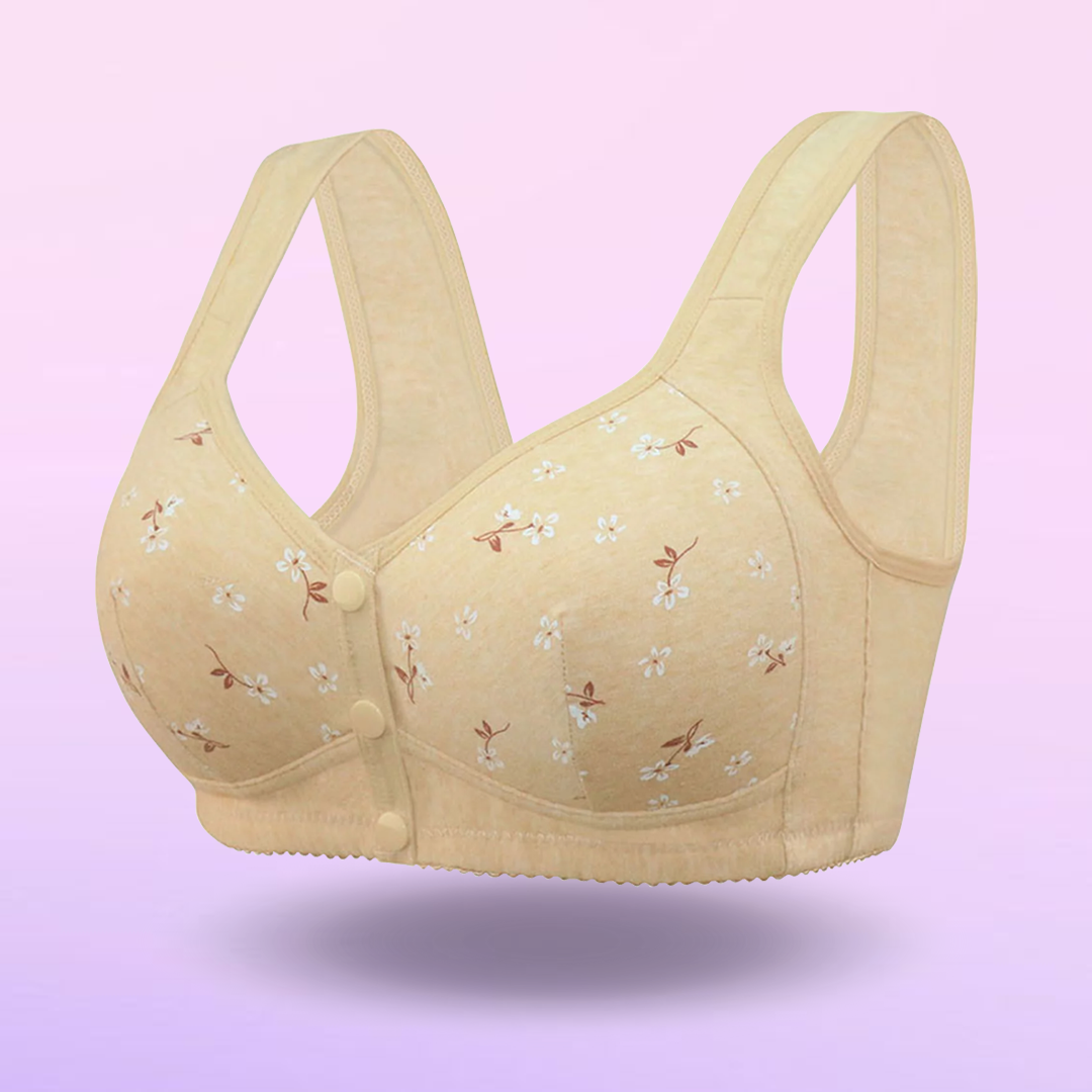 Daisy Bra Snap Front Cotton Wireless Bras Huge Cup Size