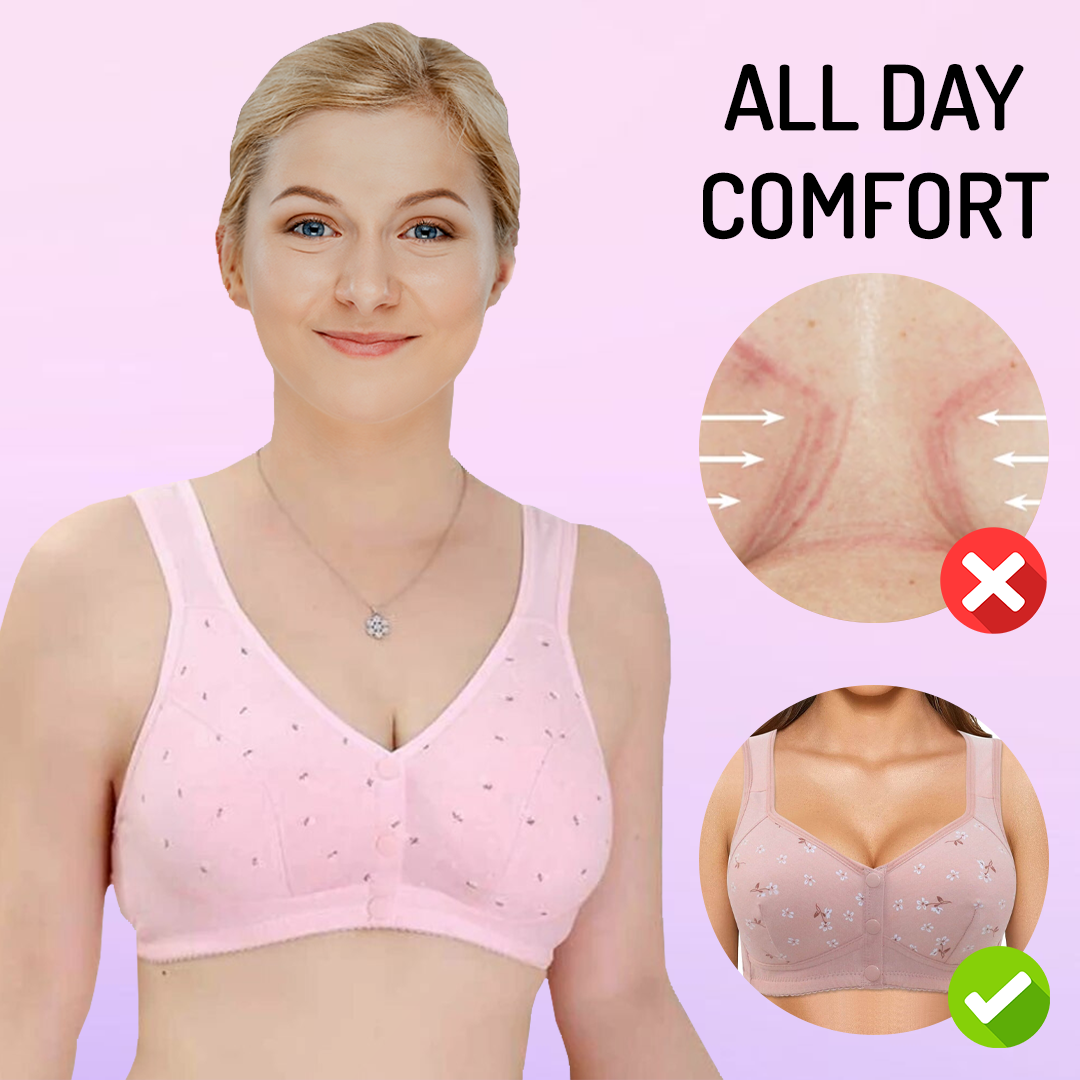 Daisy Bra Snap Front Cotton Wireless Bras Huge Cup Size