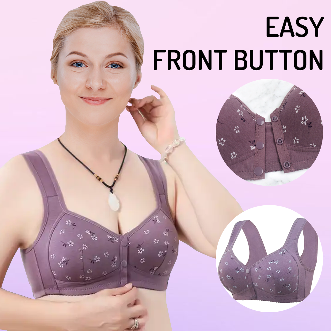 Daisy Bra Snap Front Cotton Wireless Bras Huge Cup Size