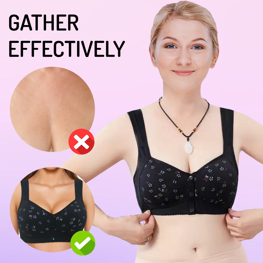 Daisy Bra Snap Front Cotton Wireless Bras Huge Cup Size