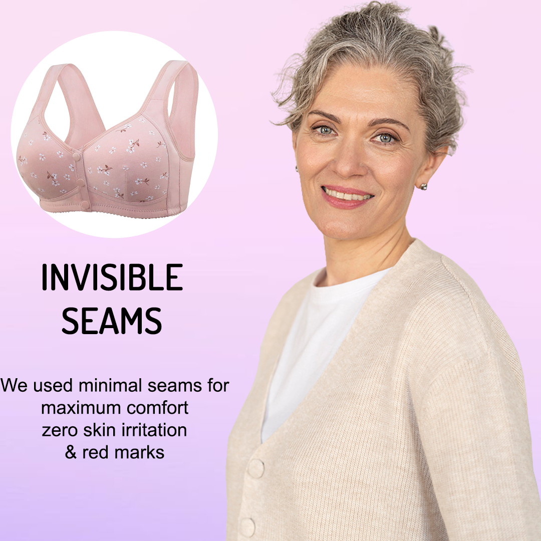 Daisy Bra Snap Front Cotton Wireless Bras Huge Cup Size