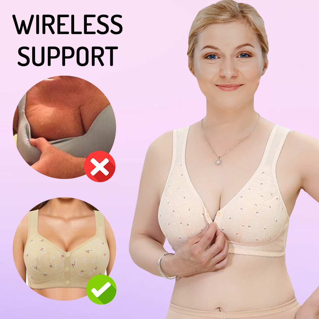 Daisy Bra Snap Front Cotton Wireless Bras Huge Cup Size