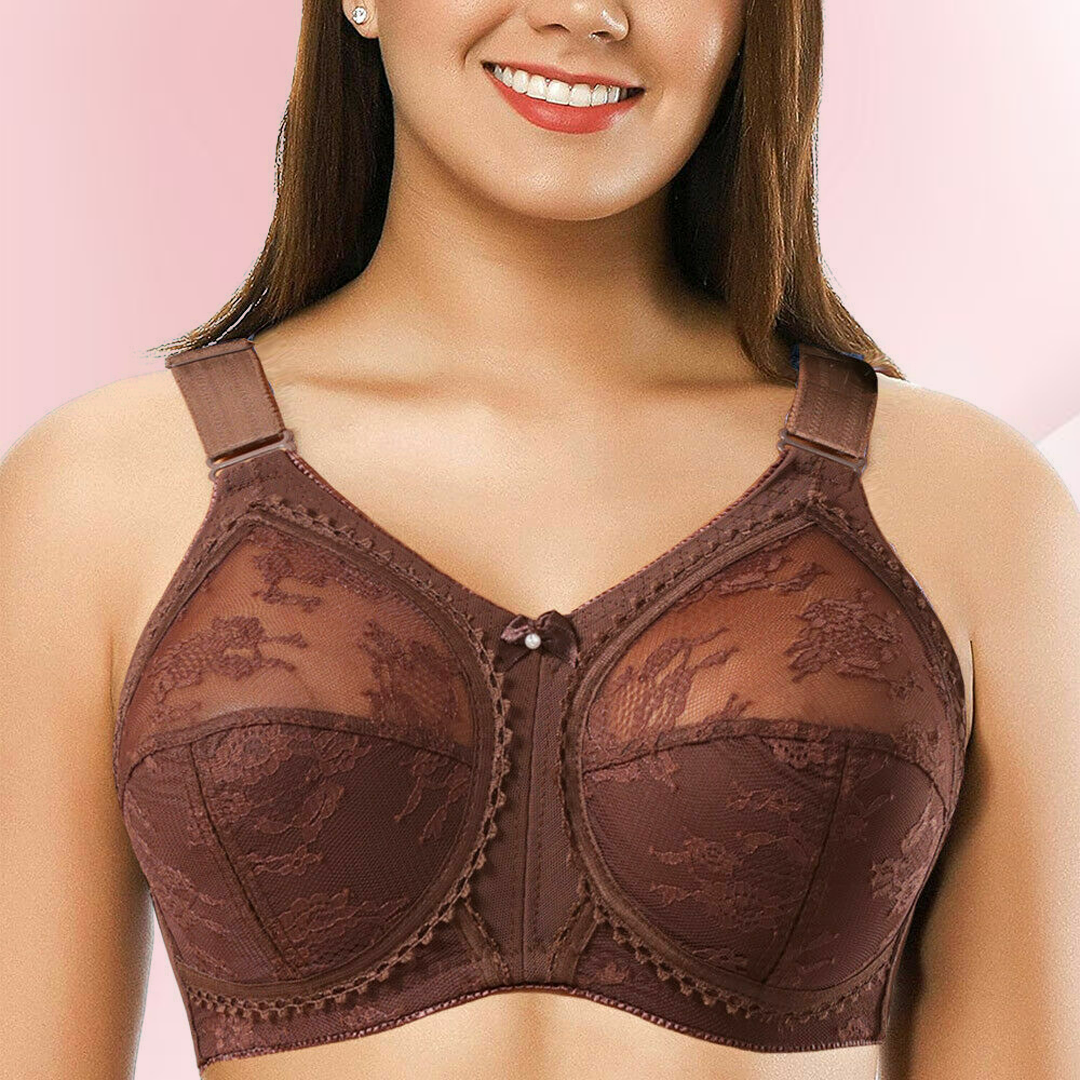 Floral Lace Full Coverage Wireless Minimizer Bra