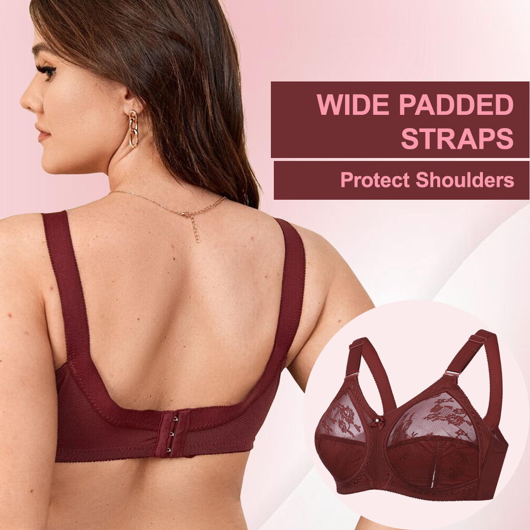 Floral Lace Full Coverage Wireless Minimizer Bra
