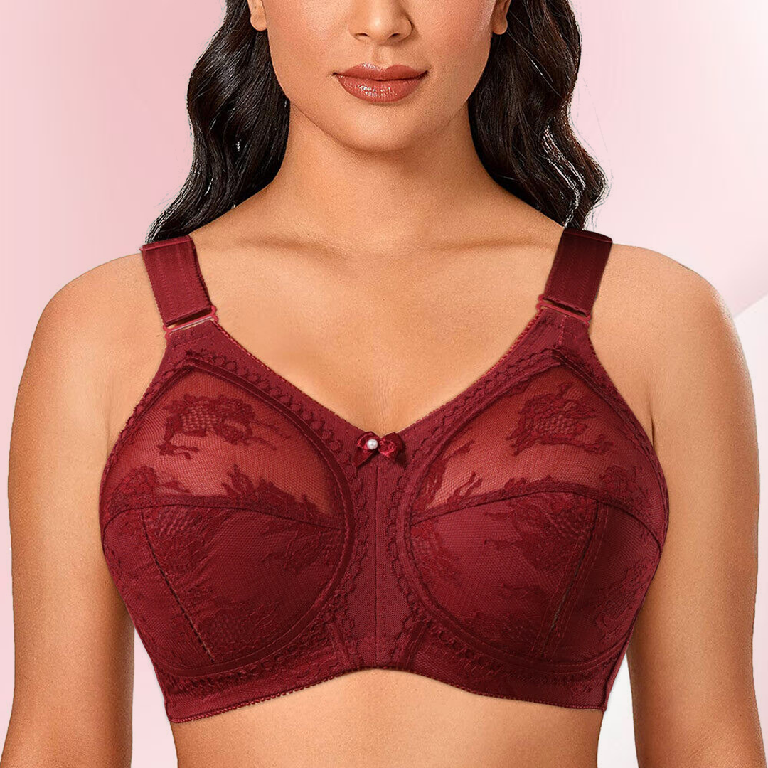 Floral Lace Full Coverage Wireless Minimizer Bra