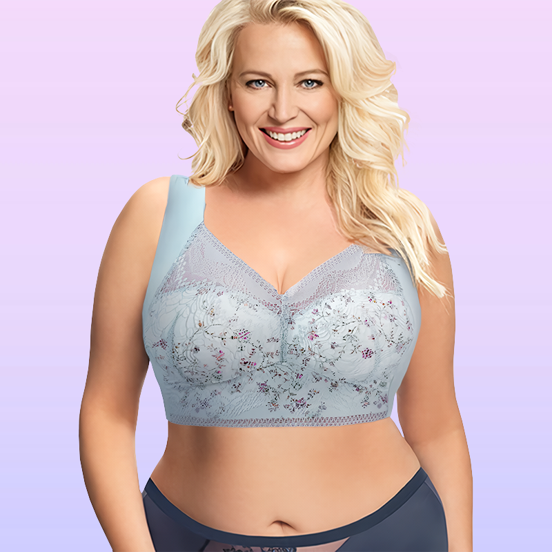 Ultimate Extra Lift-Up Seamless Stretch Full-Figure Floral Lace Cut-Out Bra