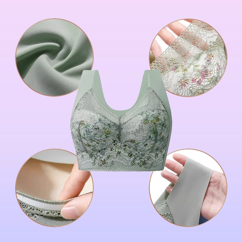 Ultimate Extra Lift-Up Seamless Stretch Full-Figure Floral Lace Cut-Out Bra