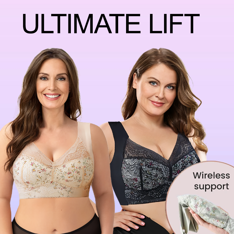 Ultimate Extra Lift-Up Seamless Stretch Full-Figure Floral Lace Cut-Out Bra