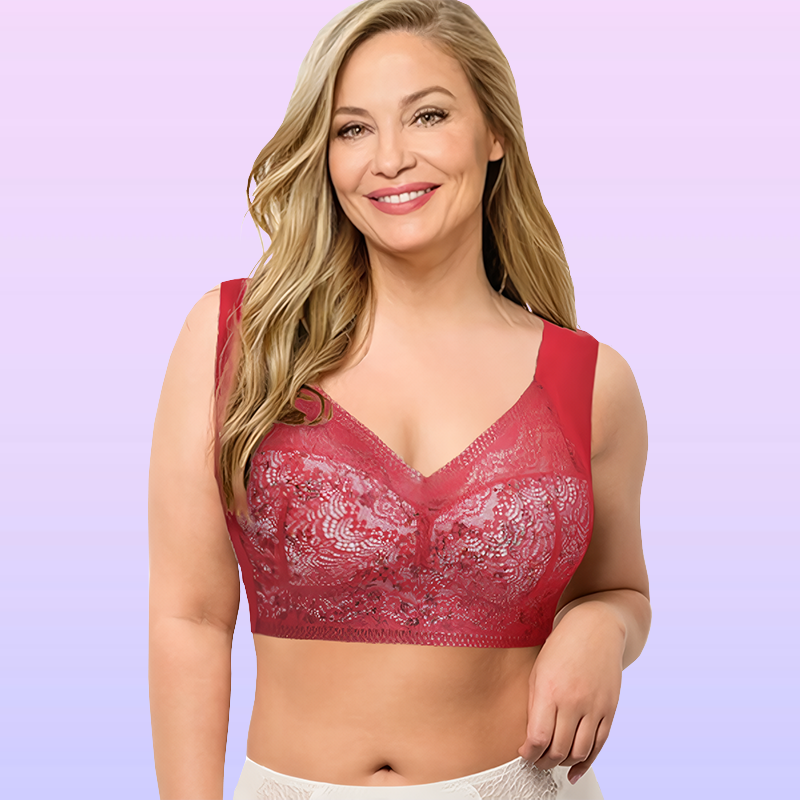 Ultimate Extra Lift-Up Seamless Stretch Full-Figure Floral Lace Cut-Out Bra