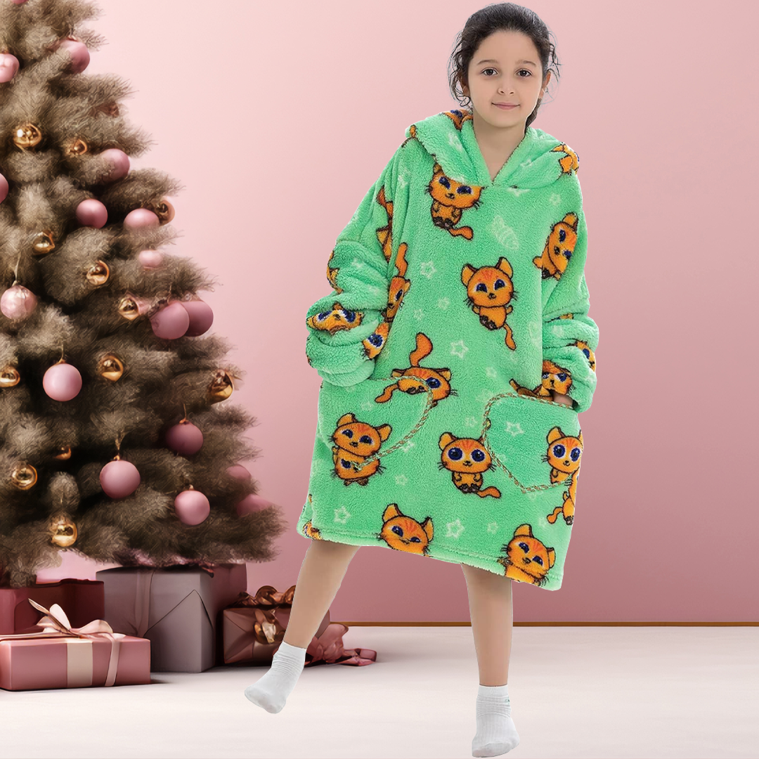 Kids Blanket Hoodie For Winter Christmas Cute and Funny Patterns