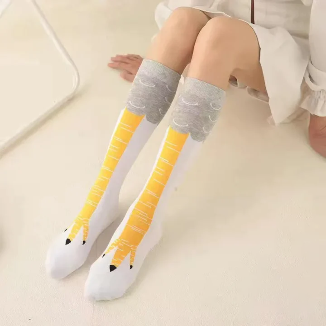 Lismali Chicken Cute Socks - Animal Paw Print Knee High Socks For Women