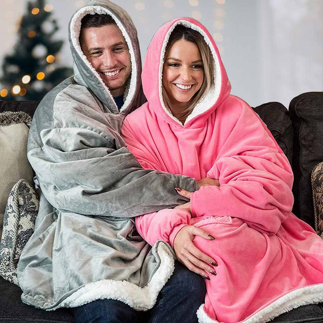 Wearable Blanket Hoodie Cozy Soft Warm Plush Hooded Blanket
