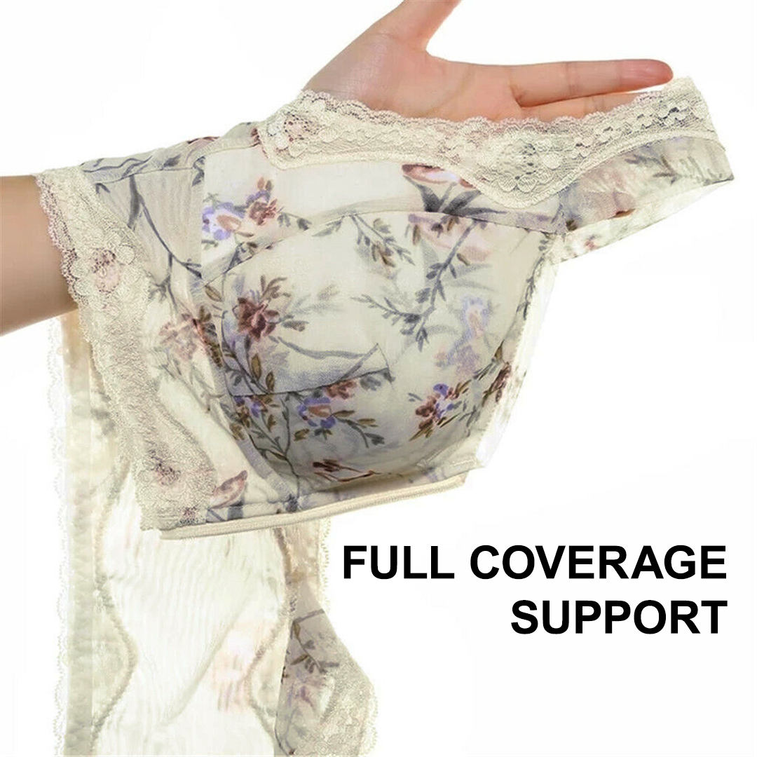 Lismali Floral Front Zipper Wireless Bra