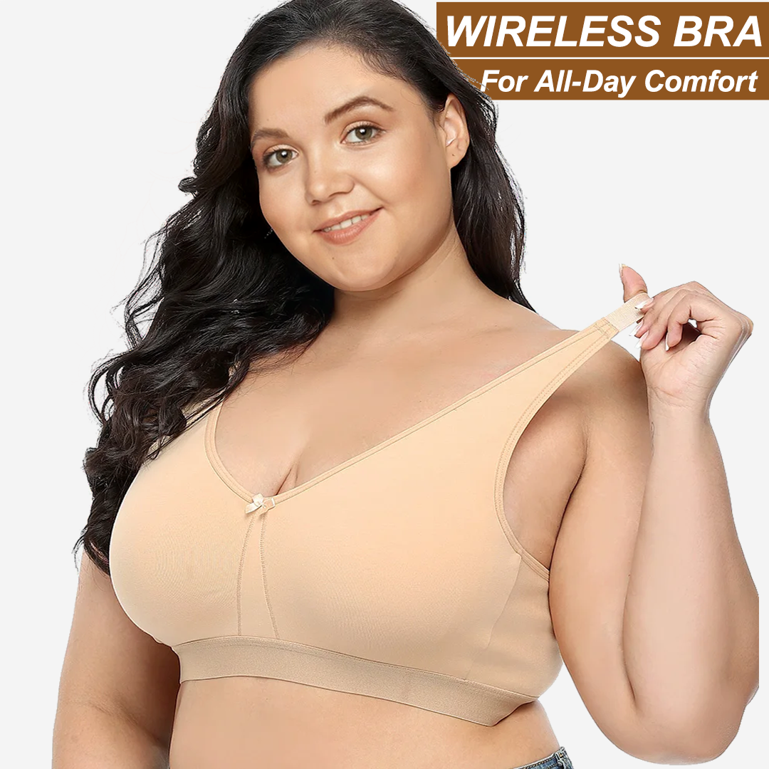 Women's Cotton Lace Full Figure Bra Plus Size Wirefree Ultrathin Soft  Unpadded Support Bras