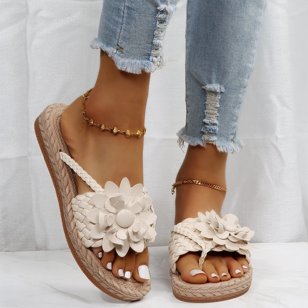 Lismali Flower Flat Flip Flops