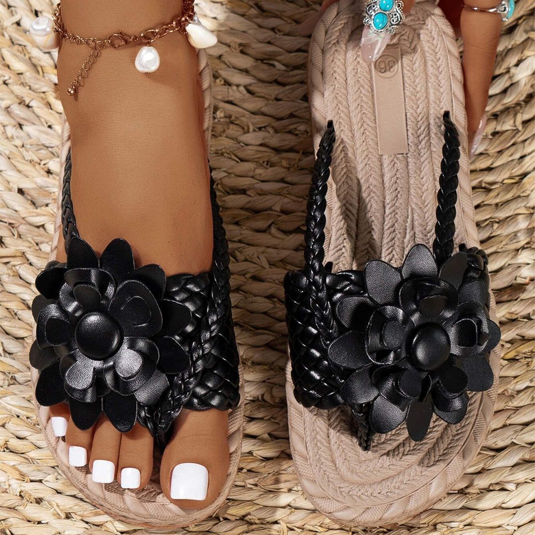Lismali Flower Flat Flip Flops