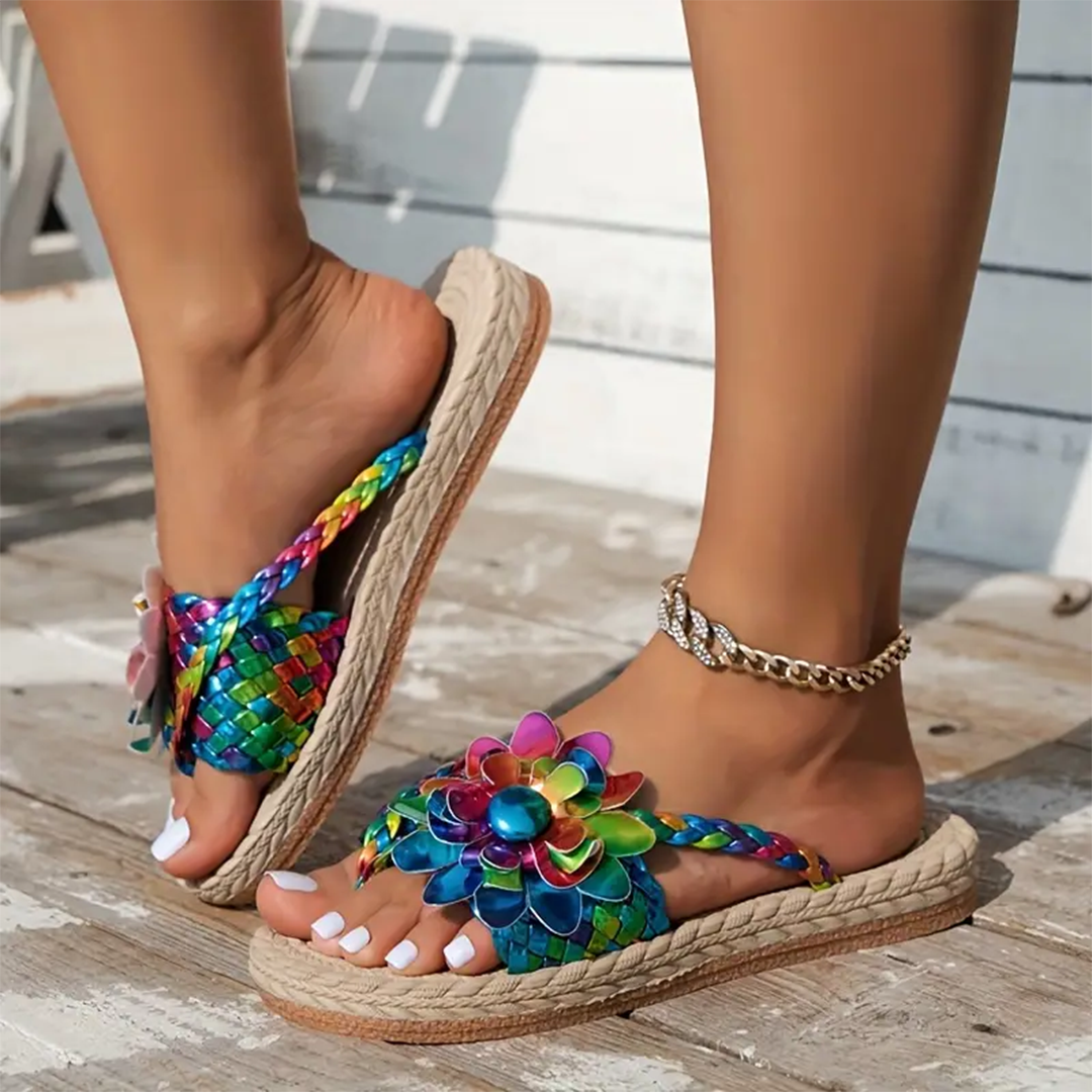 Lismali Flower Flat Flip Flops