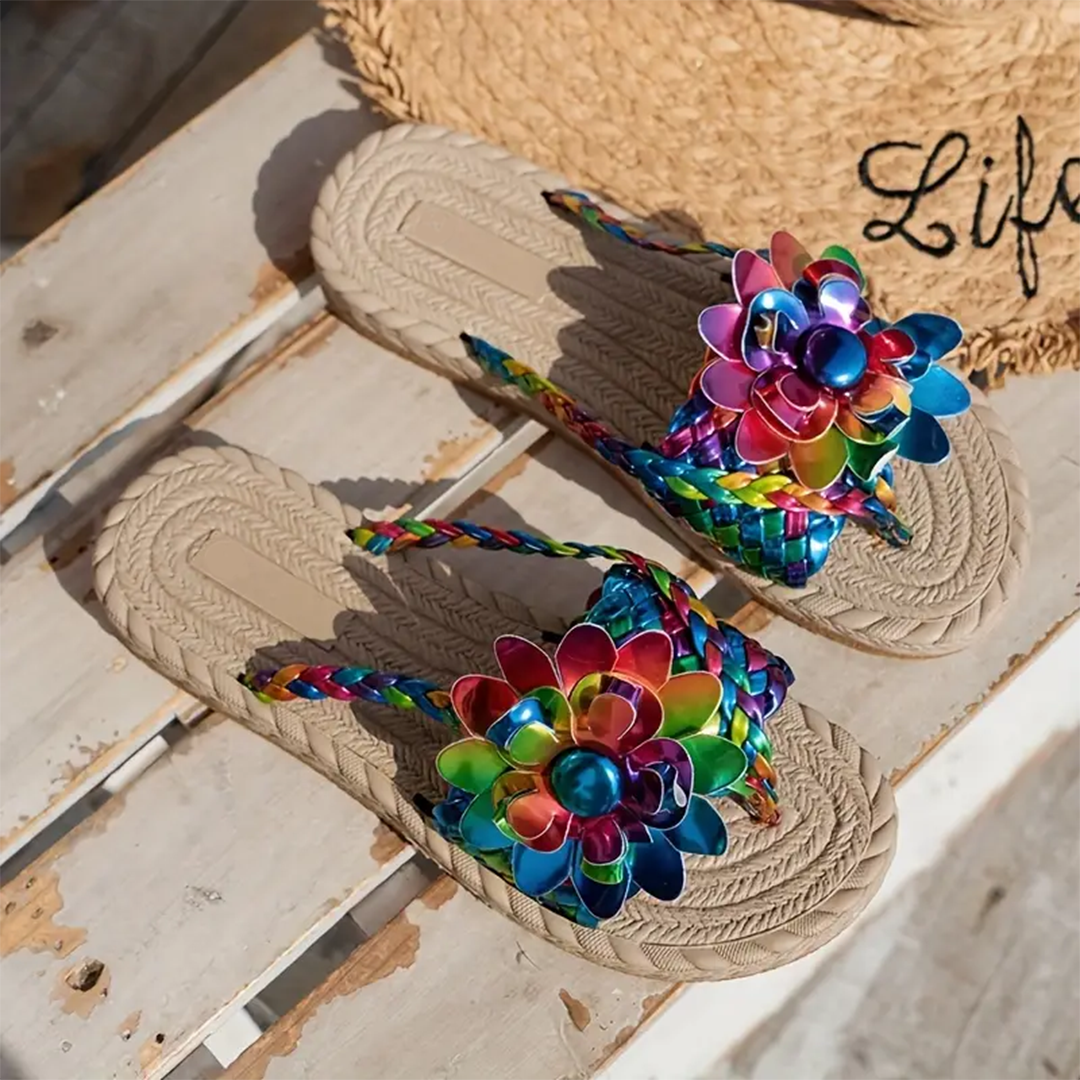 Lismali Flower Flat Flip Flops