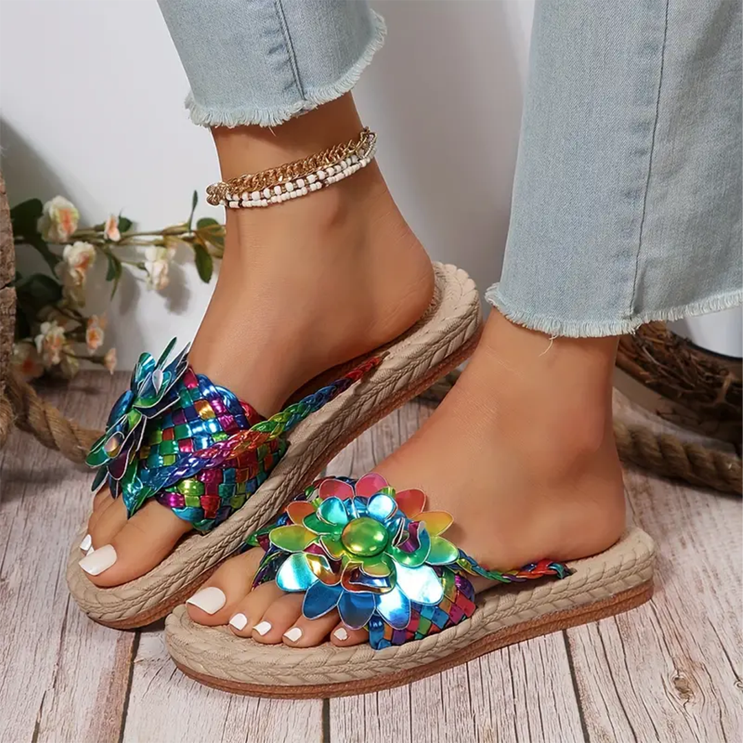 Lismali Flower Flat Flip Flops