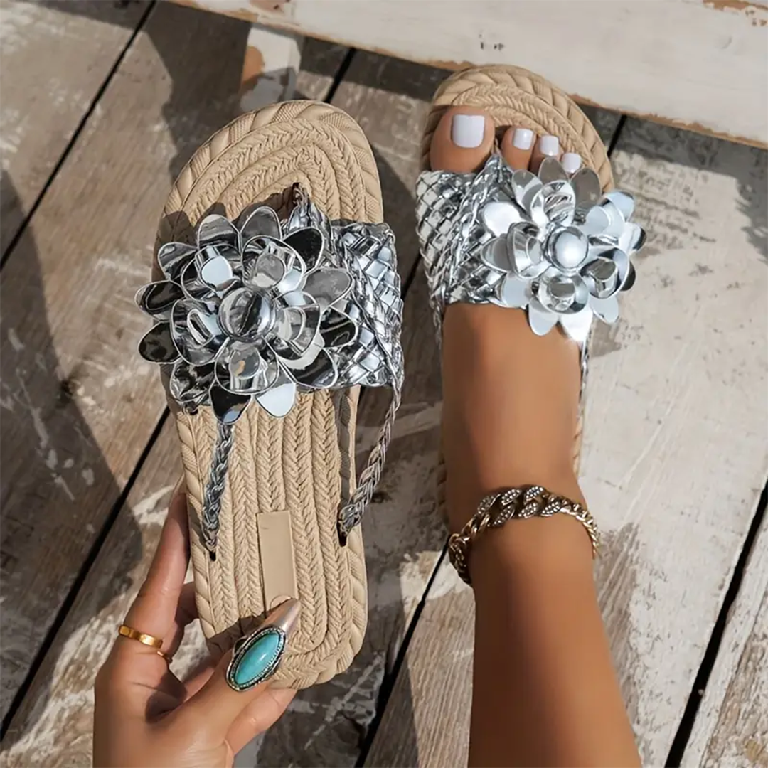 Lismali Flower Flat Flip Flops