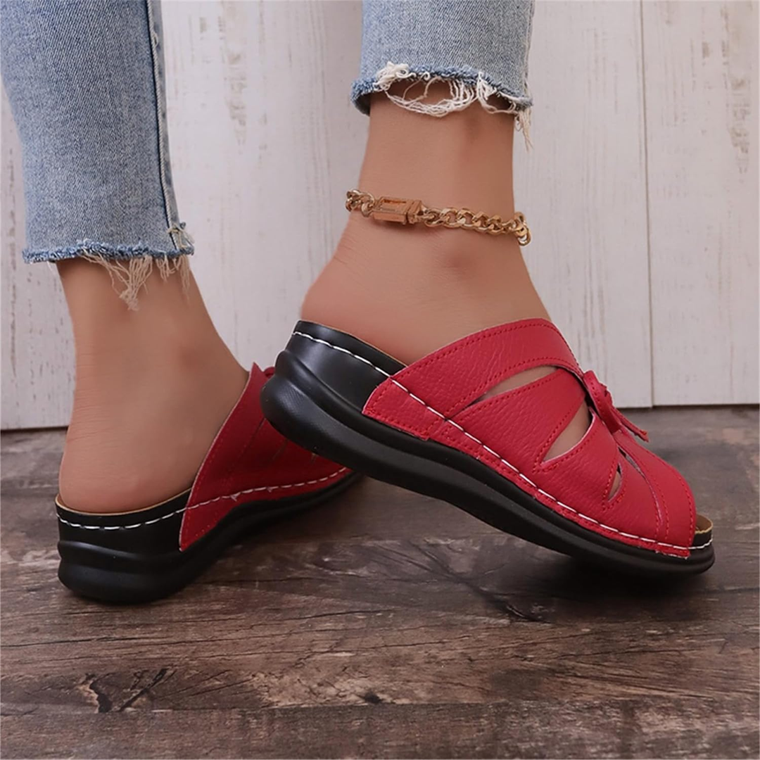 Lismali Sport Wedge Bowknot Sandals With High Arch Support
