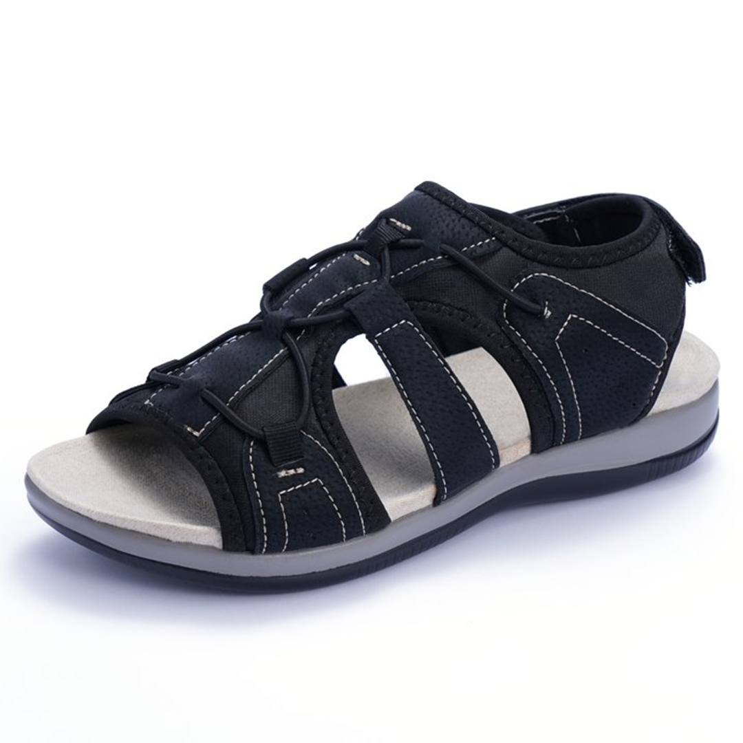 Lismali Comfyfleek Hook And Loop Stretchy Toe Box Flat Sport Sandals
