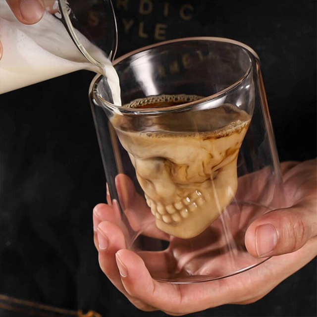 Lismali Home and Decor Skull Glasses Transparent Double Wall Glasses
