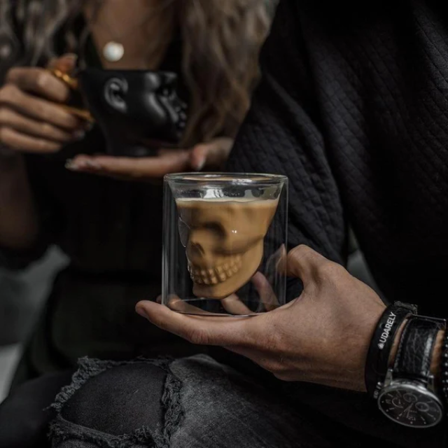 Lismali Home and Decor Skull Glasses Transparent Double Wall Glasses