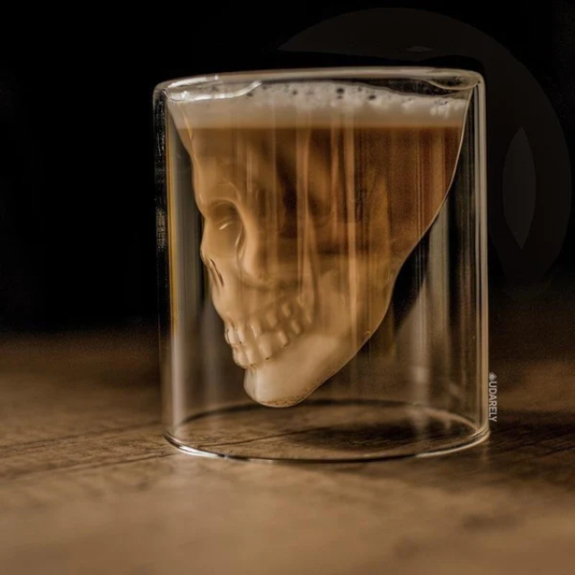 Lismali Home and Decor Skull Glasses Transparent Double Wall Glasses