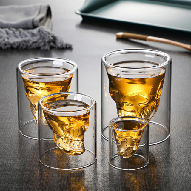 Lismali Home and Decor Skull Glasses Transparent Double Wall Glasses