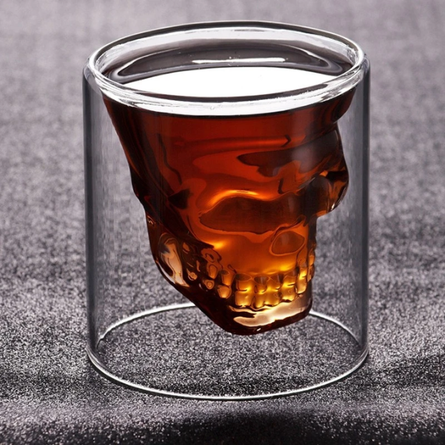 Lismali Home and Decor Skull Glasses Transparent Double Wall Glasses