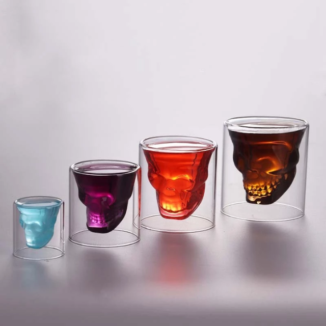 Lismali Home and Decor Skull Glasses Transparent Double Wall Glasses