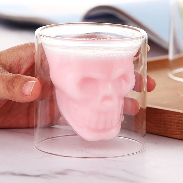 Lismali Home and Decor Skull Glasses Transparent Double Wall Glasses