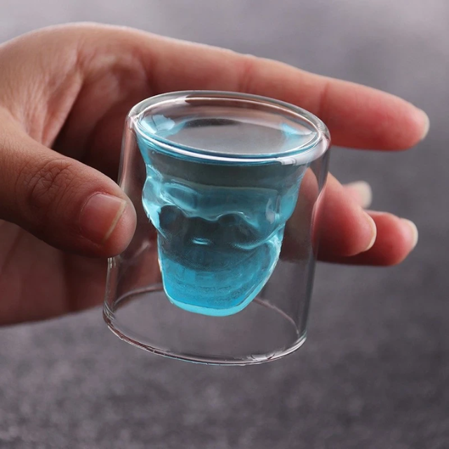 Lismali Home and Decor Skull Glasses Transparent Double Wall Glasses
