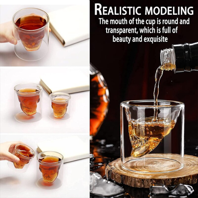 Lismali Home and Decor Skull Glasses Transparent Double Wall Glasses