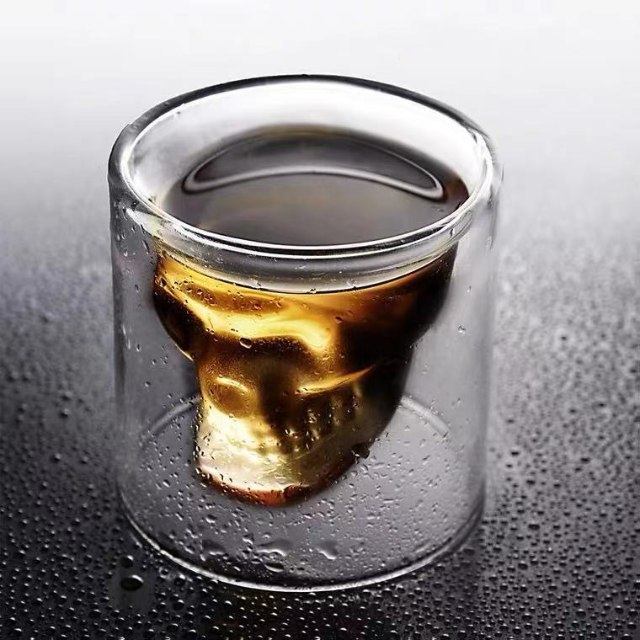 Lismali Home and Decor Skull Glasses Transparent Double Wall Glasses