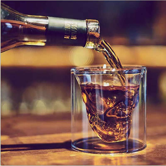 Lismali Home and Decor Skull Glasses Transparent Double Wall Glasses