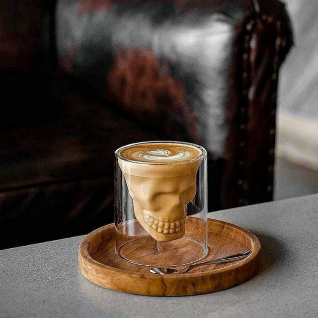 Lismali Home and Decor Skull Glasses Transparent Double Wall Glasses