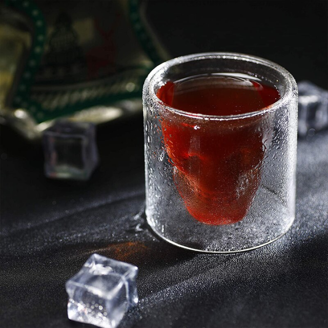Lismali Home and Decor Skull Glasses Transparent Double Wall Glasses