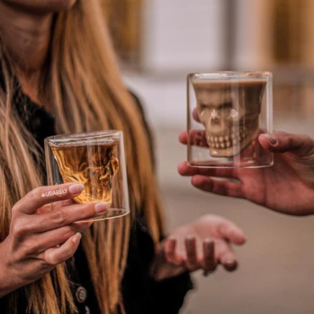 Lismali Home and Decor Skull Glasses Transparent Double Wall Glasses