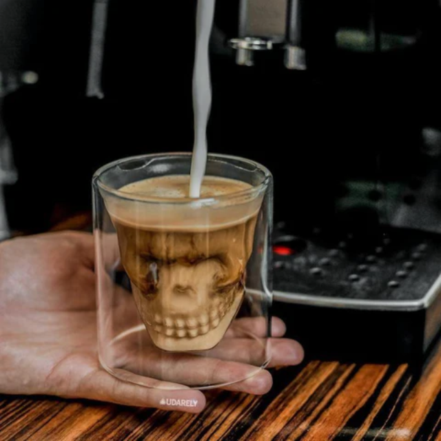 Lismali Home and Decor Skull Glasses Transparent Double Wall Glasses