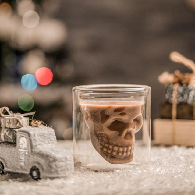 Lismali Home and Decor Skull Glasses Transparent Double Wall Glasses