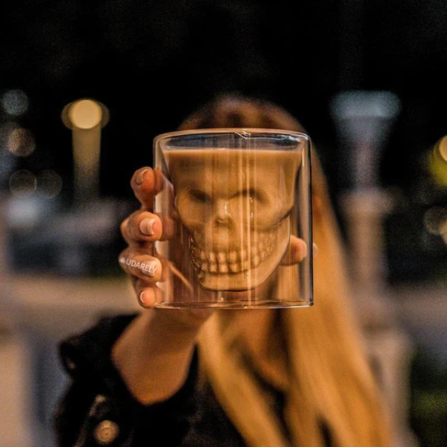 Lismali Home and Decor Skull Glasses Transparent Double Wall Glasses