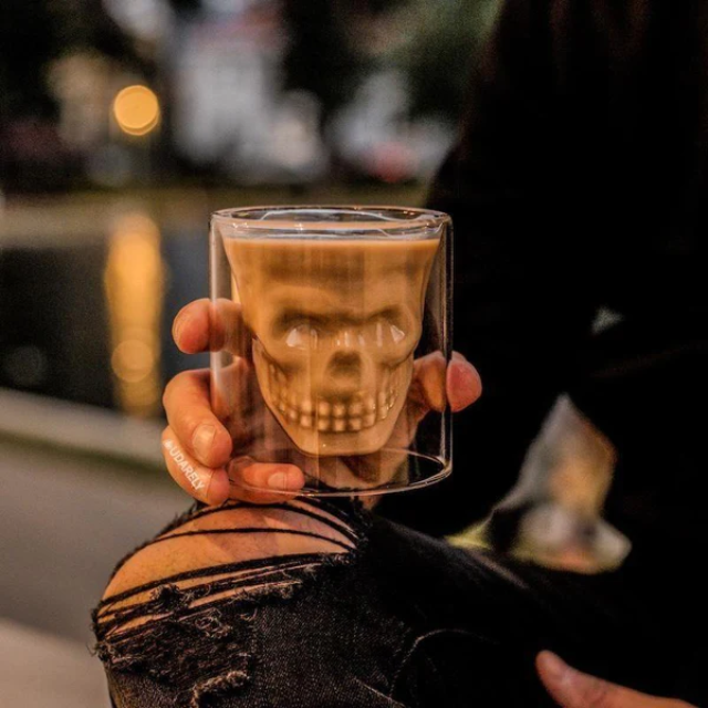 Lismali Home and Decor Skull Glasses Transparent Double Wall Glasses