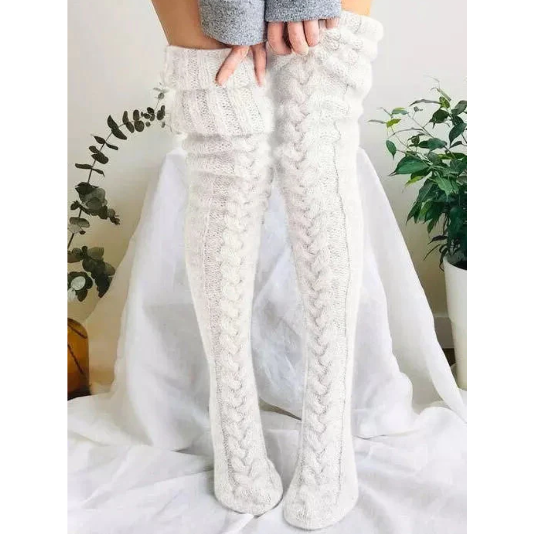 Over Knee Socks Thigh Cable Knitted High Boot Socks