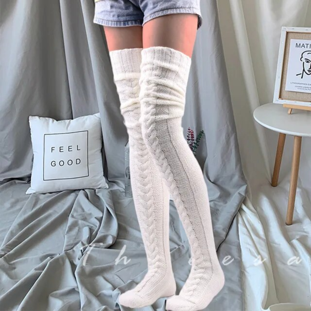 Over Knee Socks Thigh Cable Knitted High Boot Socks