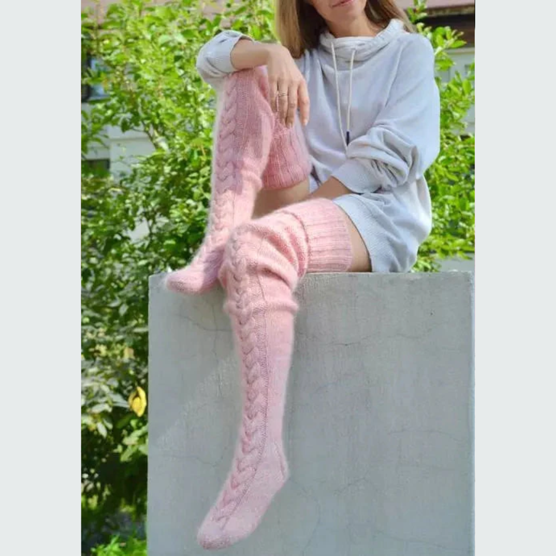 Over Knee Socks Thigh Cable Knitted High Boot Socks