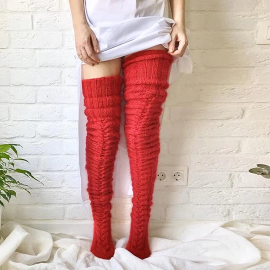 Over Knee Socks Thigh Cable Knitted High Boot Socks